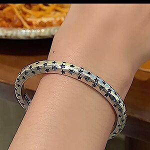 Sterling Silver Star Cuff Bangle Bracelet Unisex Handmade Brace…